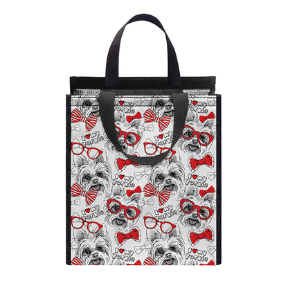 Lovely Yorkshire Terrier Pattern Print Insulated Lunch Tote