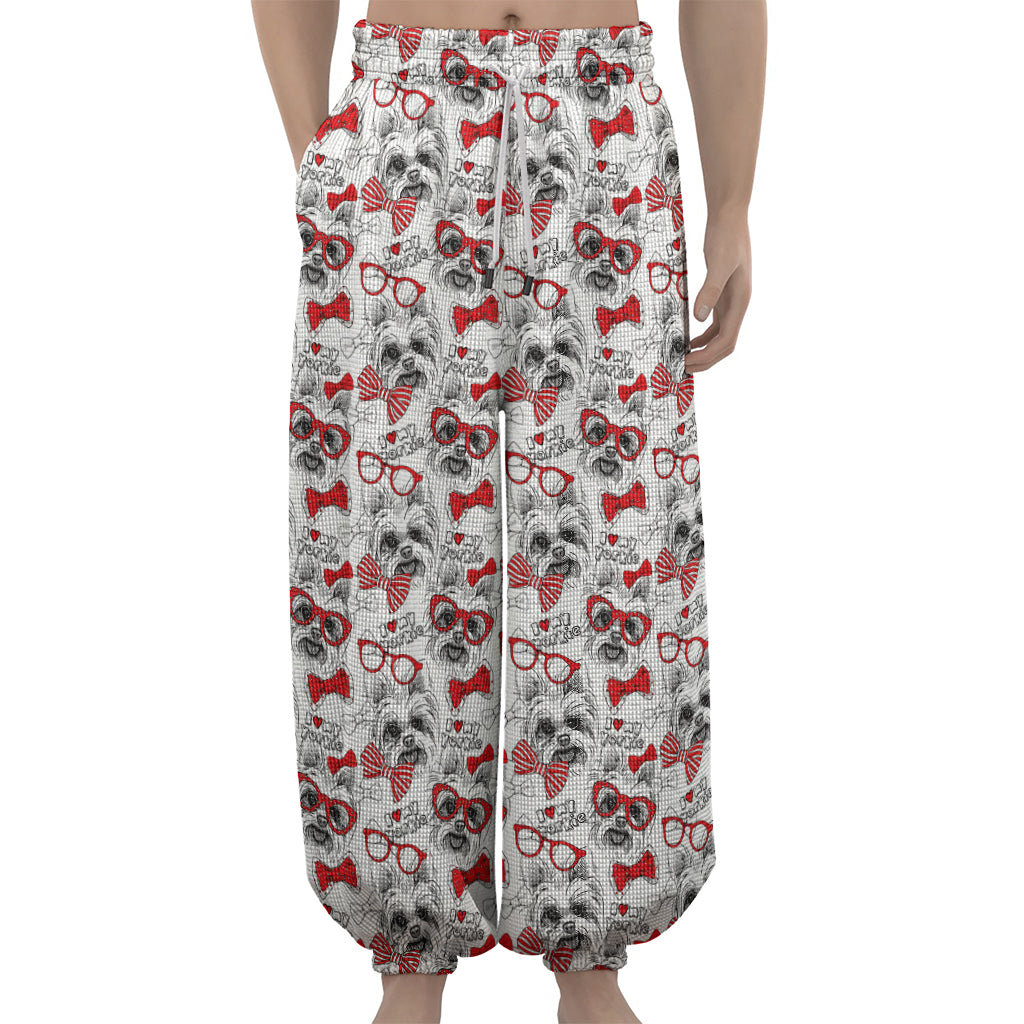 Lovely Yorkshire Terrier Pattern Print Lantern Pants