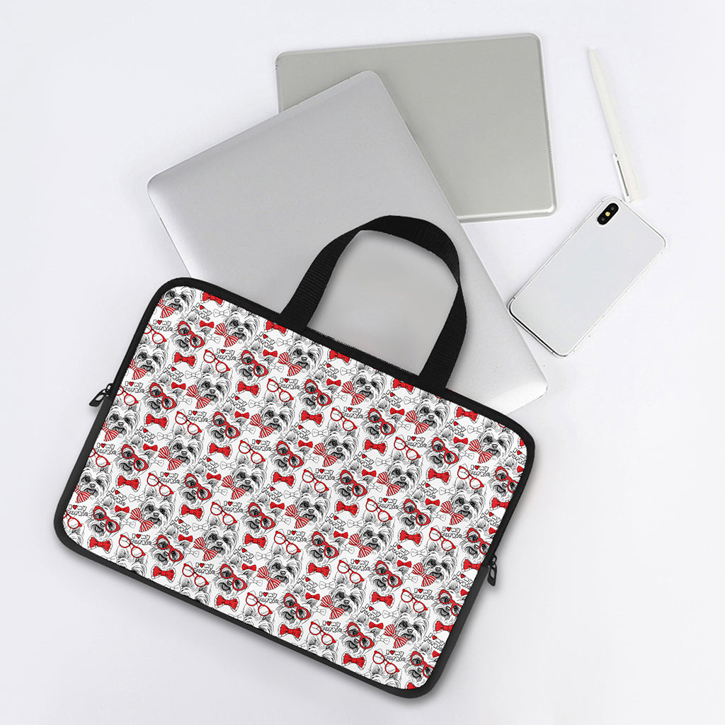 Lovely Yorkshire Terrier Pattern Print Laptop Sleeve With Handle