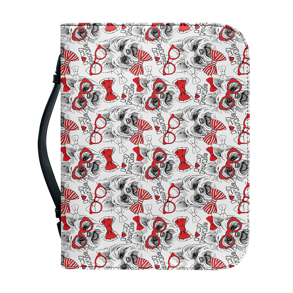 Lovely Yorkshire Terrier Pattern Print Leather Bible Cover