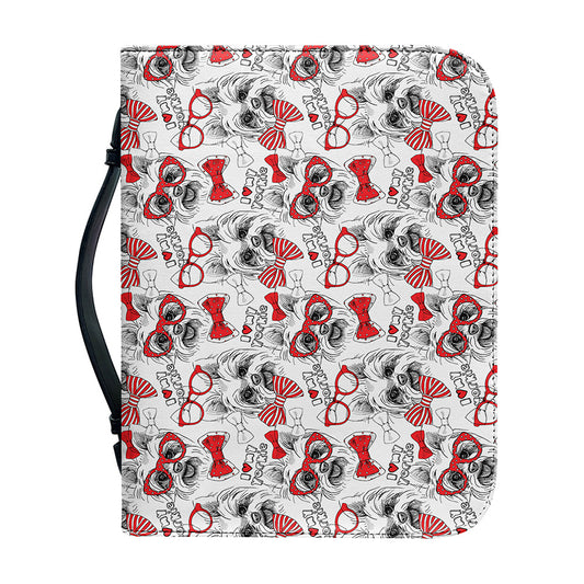 Lovely Yorkshire Terrier Pattern Print Leather Bible Cover