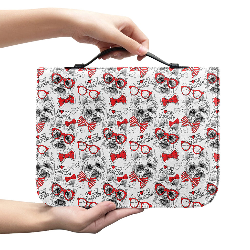 Lovely Yorkshire Terrier Pattern Print Leather Bible Cover