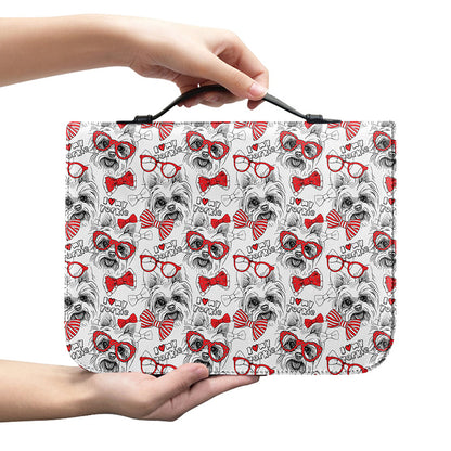 Lovely Yorkshire Terrier Pattern Print Leather Bible Cover