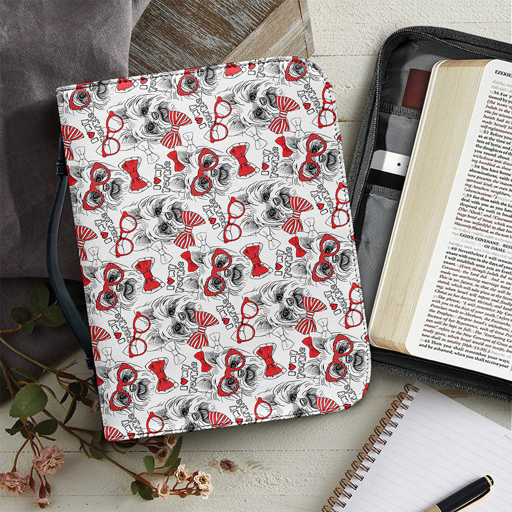 Lovely Yorkshire Terrier Pattern Print Leather Bible Cover