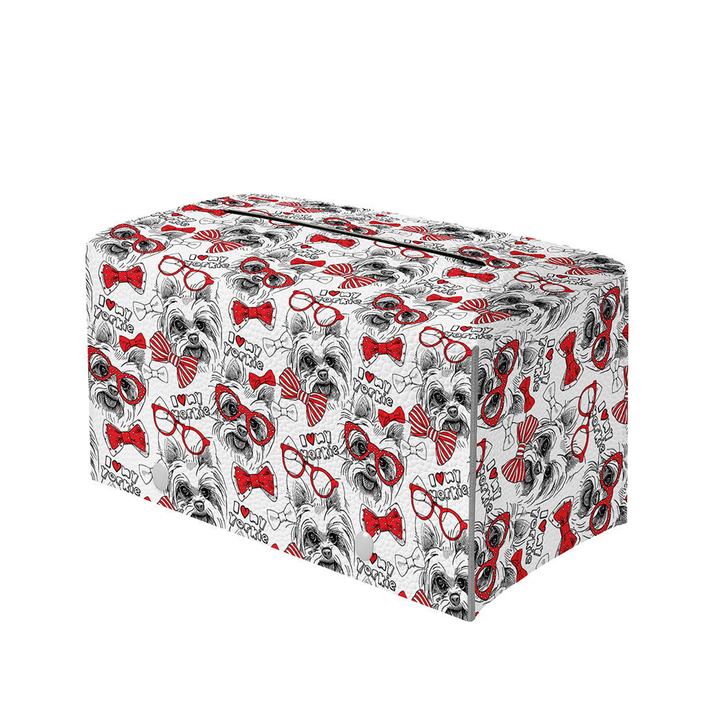Lovely Yorkshire Terrier Pattern Print Leather Tissue Box Cover