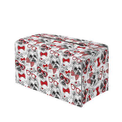 Lovely Yorkshire Terrier Pattern Print Leather Tissue Box Cover
