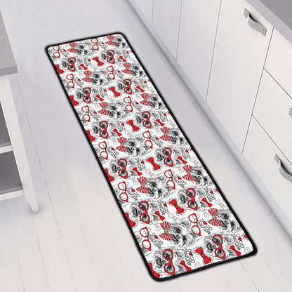 Lovely Yorkshire Terrier Pattern Print Long Kitchen Mat