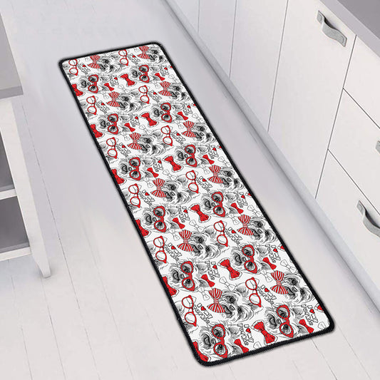 Lovely Yorkshire Terrier Pattern Print Long Kitchen Mat