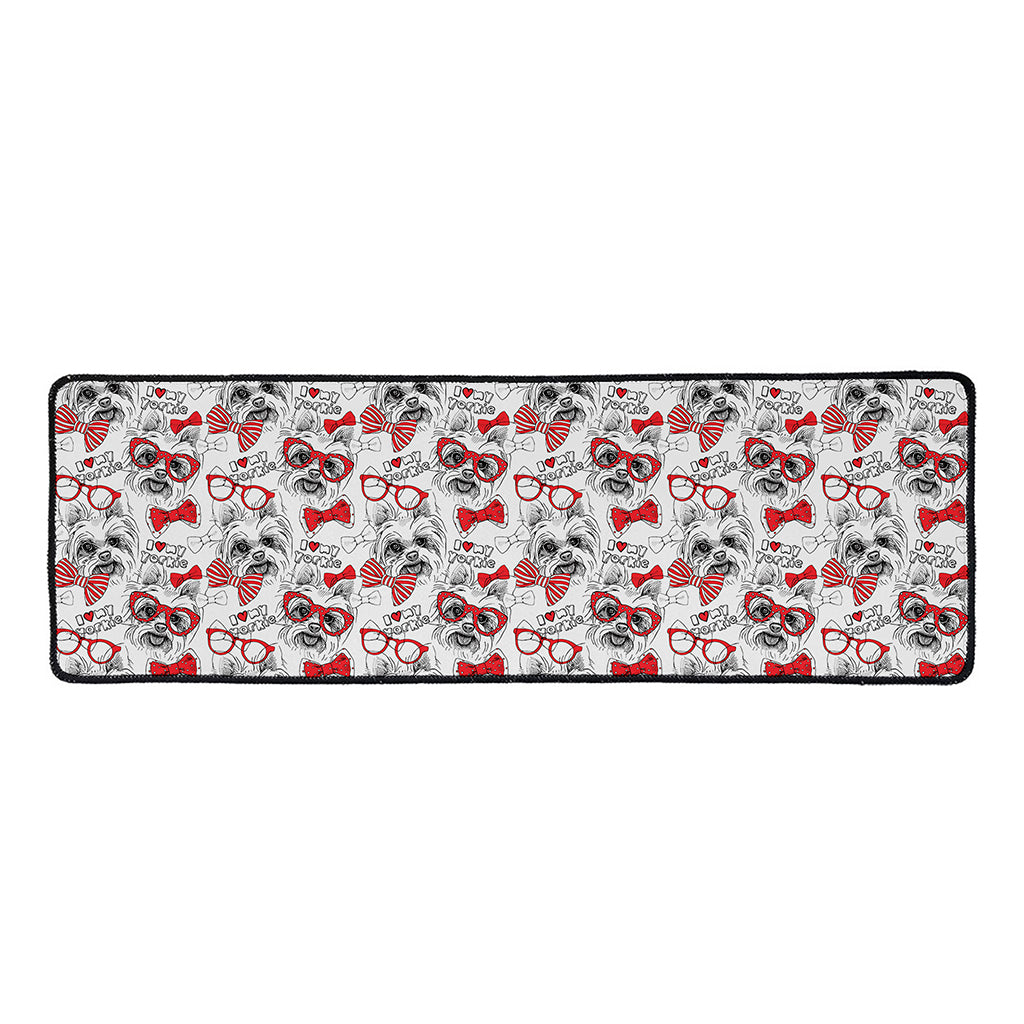 Lovely Yorkshire Terrier Pattern Print Long Kitchen Mat