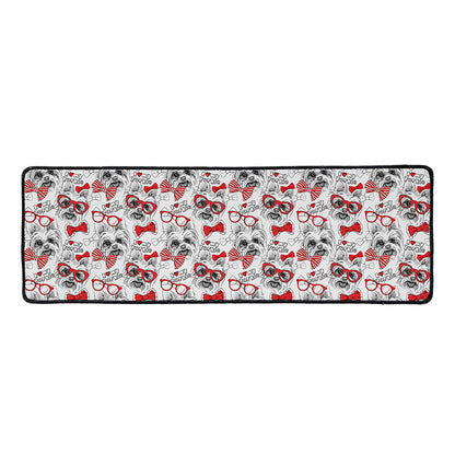 Lovely Yorkshire Terrier Pattern Print Long Kitchen Mat