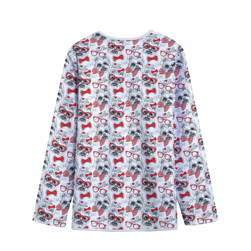 Lovely Yorkshire Terrier Pattern Print Long Sleeve Short Coat