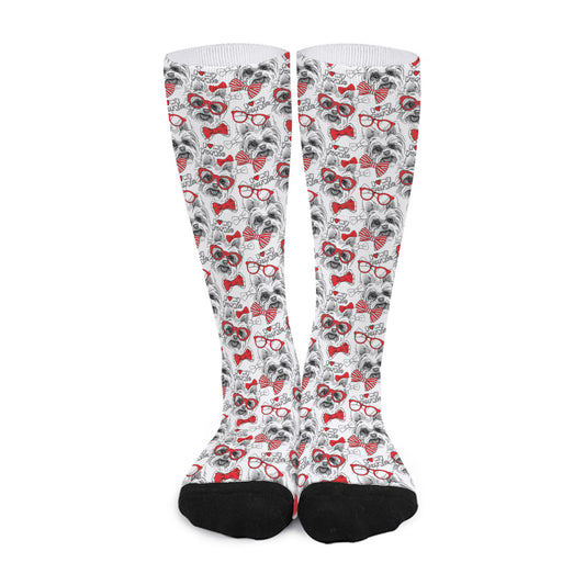 Lovely Yorkshire Terrier Pattern Print Long Socks