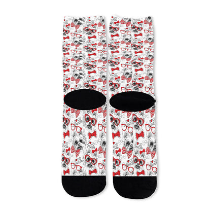 Lovely Yorkshire Terrier Pattern Print Long Socks