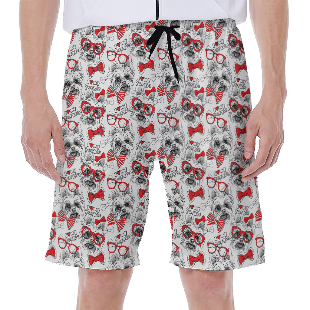 Lovely Yorkshire Terrier Pattern Print Men's Beach Shorts