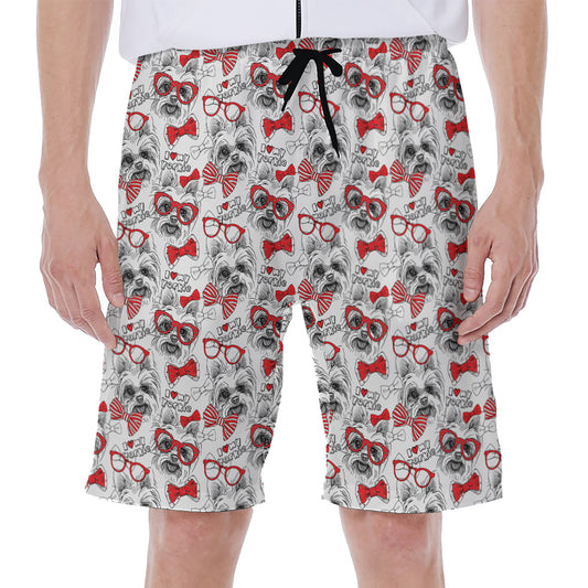 Lovely Yorkshire Terrier Pattern Print Men's Beach Shorts