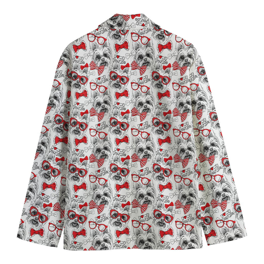 Lovely Yorkshire Terrier Pattern Print Men's Cotton Blazer