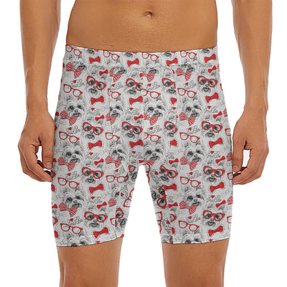 Lovely Yorkshire Terrier Pattern Print Men's Long Boxer Briefs