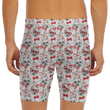 Lovely Yorkshire Terrier Pattern Print Men's Long Boxer Briefs