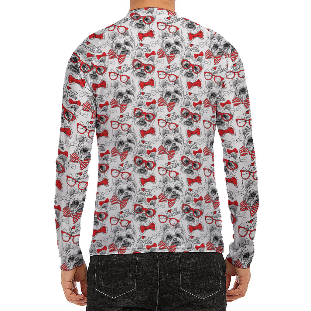 Lovely Yorkshire Terrier Pattern Print Men's Long Sleeve Rash Guard