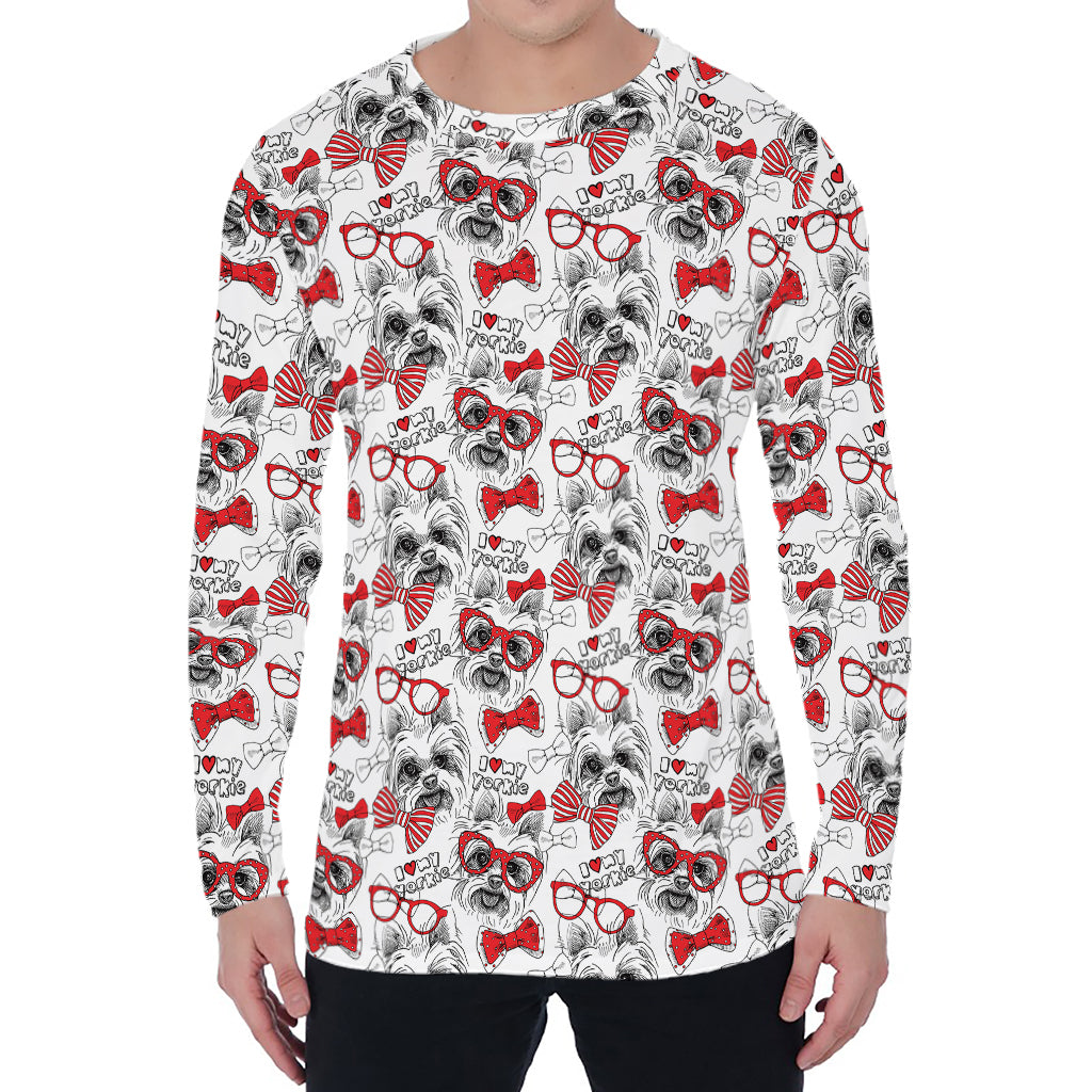 Lovely Yorkshire Terrier Pattern Print Men's Long Sleeve T-Shirt