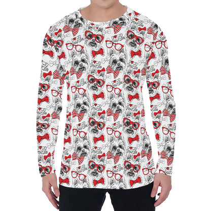 Lovely Yorkshire Terrier Pattern Print Men's Long Sleeve T-Shirt