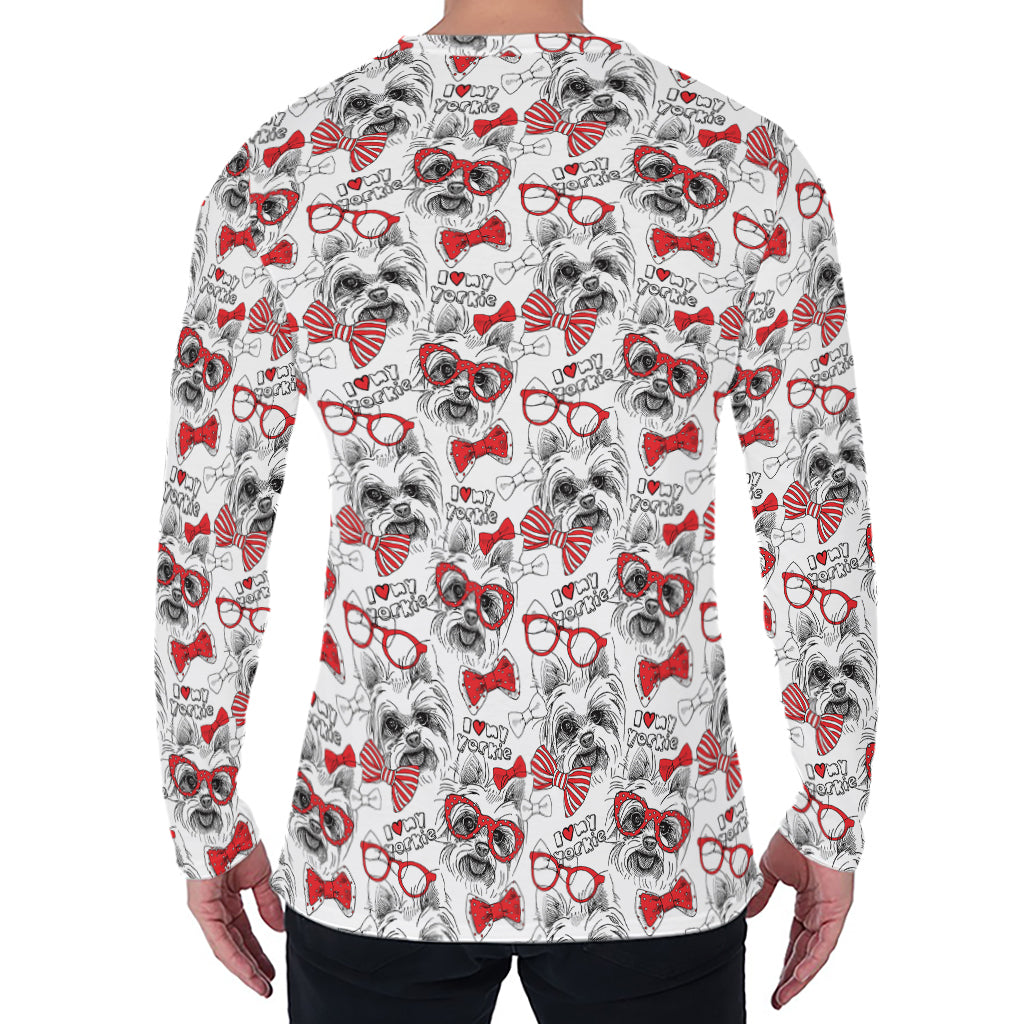 Lovely Yorkshire Terrier Pattern Print Men's Long Sleeve T-Shirt