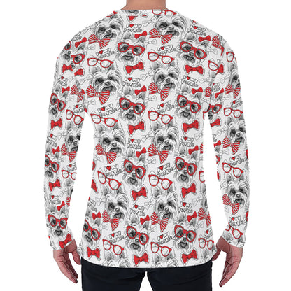 Lovely Yorkshire Terrier Pattern Print Men's Long Sleeve T-Shirt