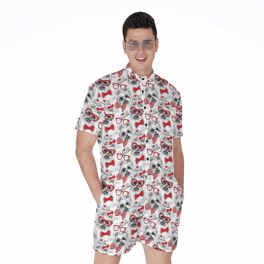 Lovely Yorkshire Terrier Pattern Print Men's Rompers