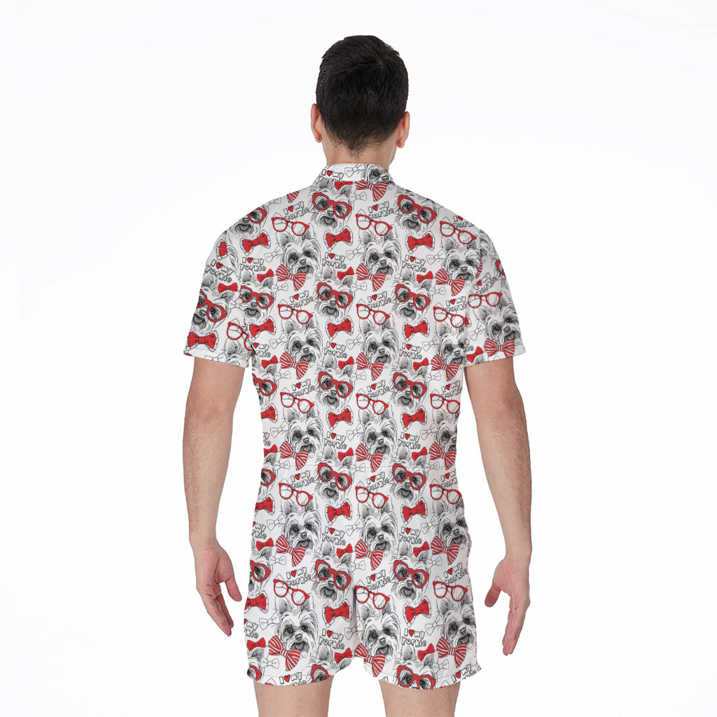 Lovely Yorkshire Terrier Pattern Print Men's Rompers