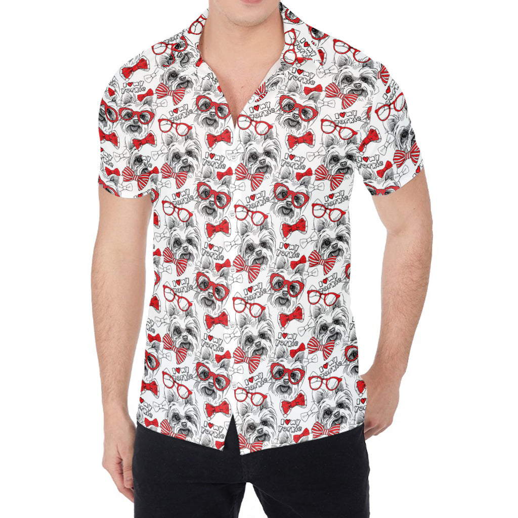 Lovely Yorkshire Terrier Pattern Print Men's Shirt