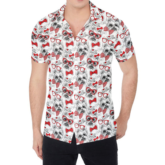 Lovely Yorkshire Terrier Pattern Print Men's Shirt
