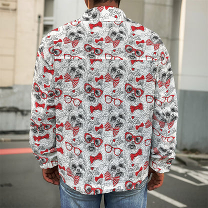 Lovely Yorkshire Terrier Pattern Print Men's Shirt Jacket