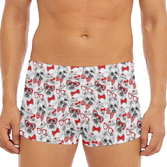 Lovely Yorkshire Terrier Pattern Print Men's Short Boxer Briefs