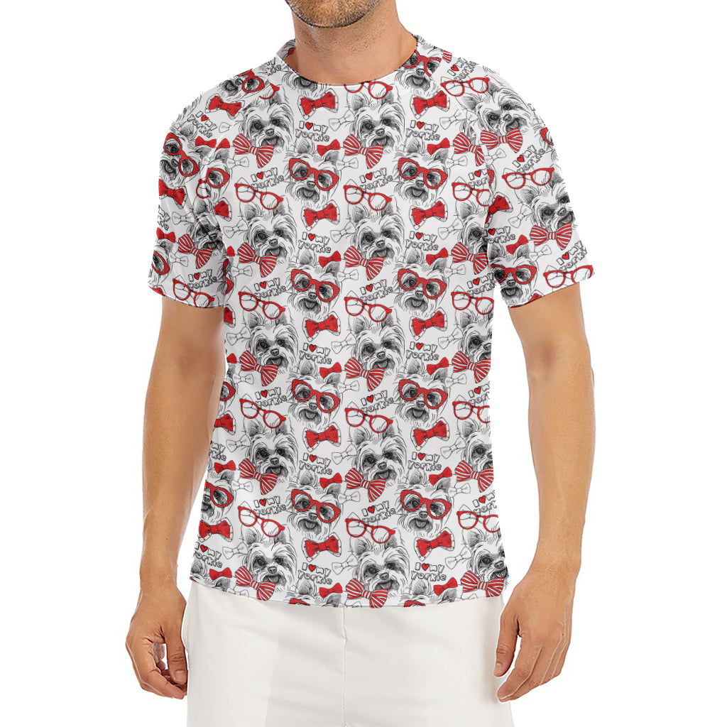 Lovely Yorkshire Terrier Pattern Print Men's Short Sleeve Rash Guard
