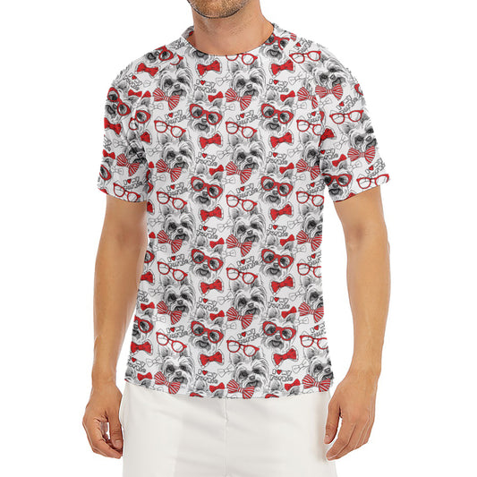 Lovely Yorkshire Terrier Pattern Print Men's Short Sleeve Rash Guard
