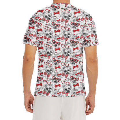 Lovely Yorkshire Terrier Pattern Print Men's Short Sleeve Rash Guard