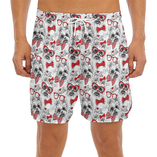 Lovely Yorkshire Terrier Pattern Print Men's Split Running Shorts