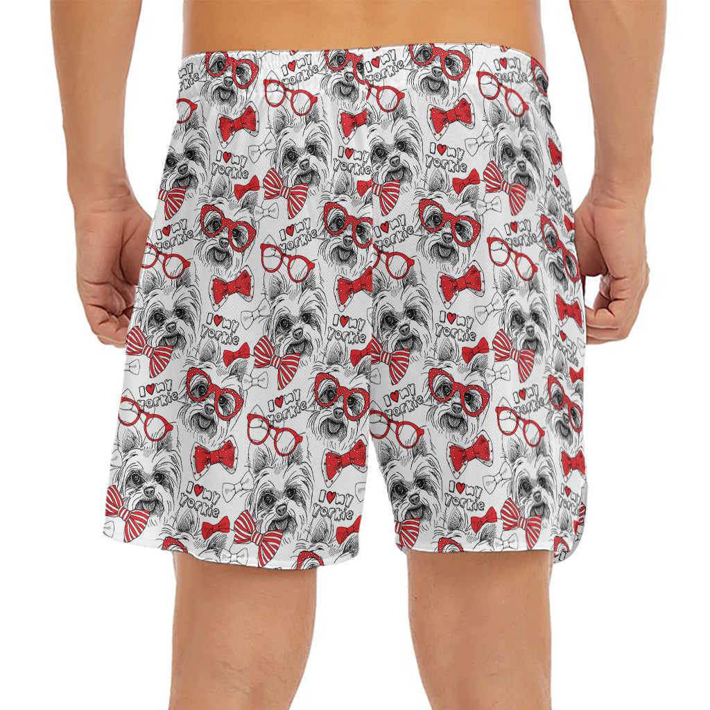 Lovely Yorkshire Terrier Pattern Print Men's Split Running Shorts