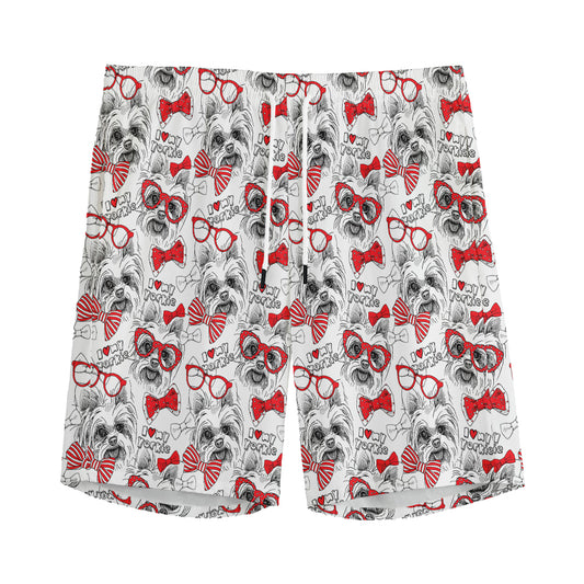 Lovely Yorkshire Terrier Pattern Print Men's Sports Shorts
