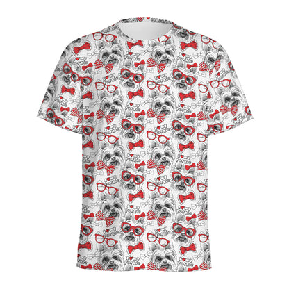 Lovely Yorkshire Terrier Pattern Print Men's Sports T-Shirt