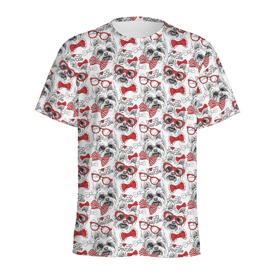 Lovely Yorkshire Terrier Pattern Print Men's Sports T-Shirt