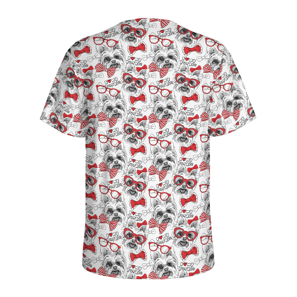 Lovely Yorkshire Terrier Pattern Print Men's Sports T-Shirt