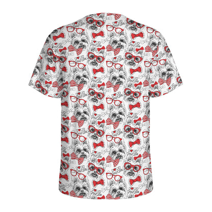 Lovely Yorkshire Terrier Pattern Print Men's Sports T-Shirt