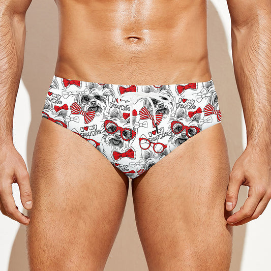 Lovely Yorkshire Terrier Pattern Print Men's Swim Briefs