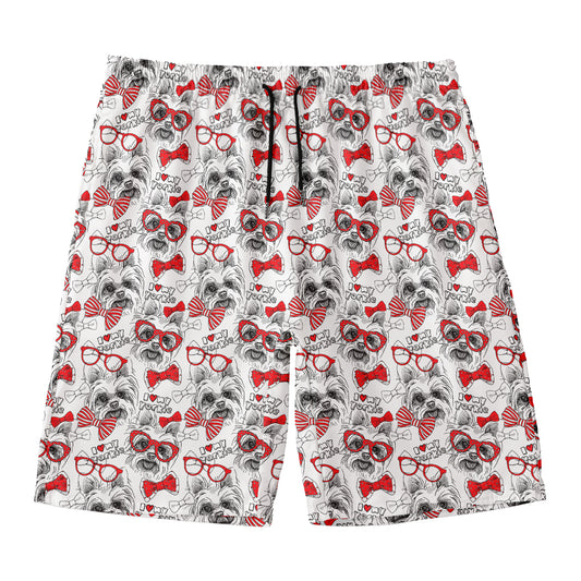 Lovely Yorkshire Terrier Pattern Print Men's Swim Trunks