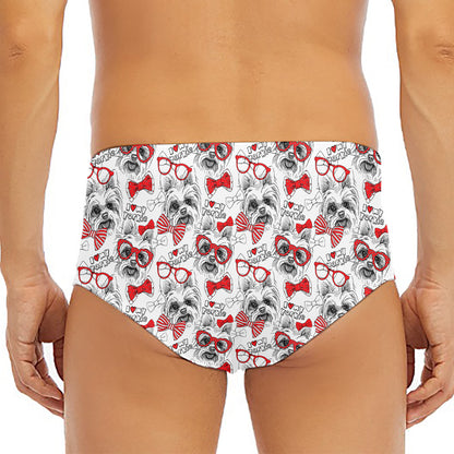 Lovely Yorkshire Terrier Pattern Print Men's Triangle Swim Briefs