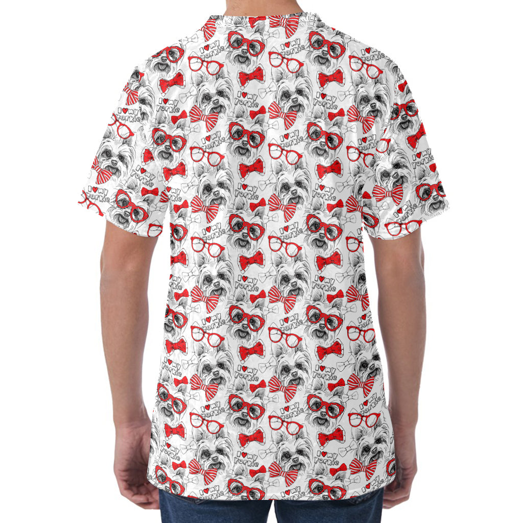 Lovely Yorkshire Terrier Pattern Print Men's Velvet T-Shirt