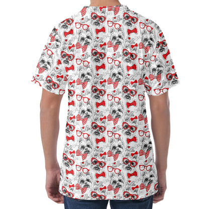 Lovely Yorkshire Terrier Pattern Print Men's Velvet T-Shirt