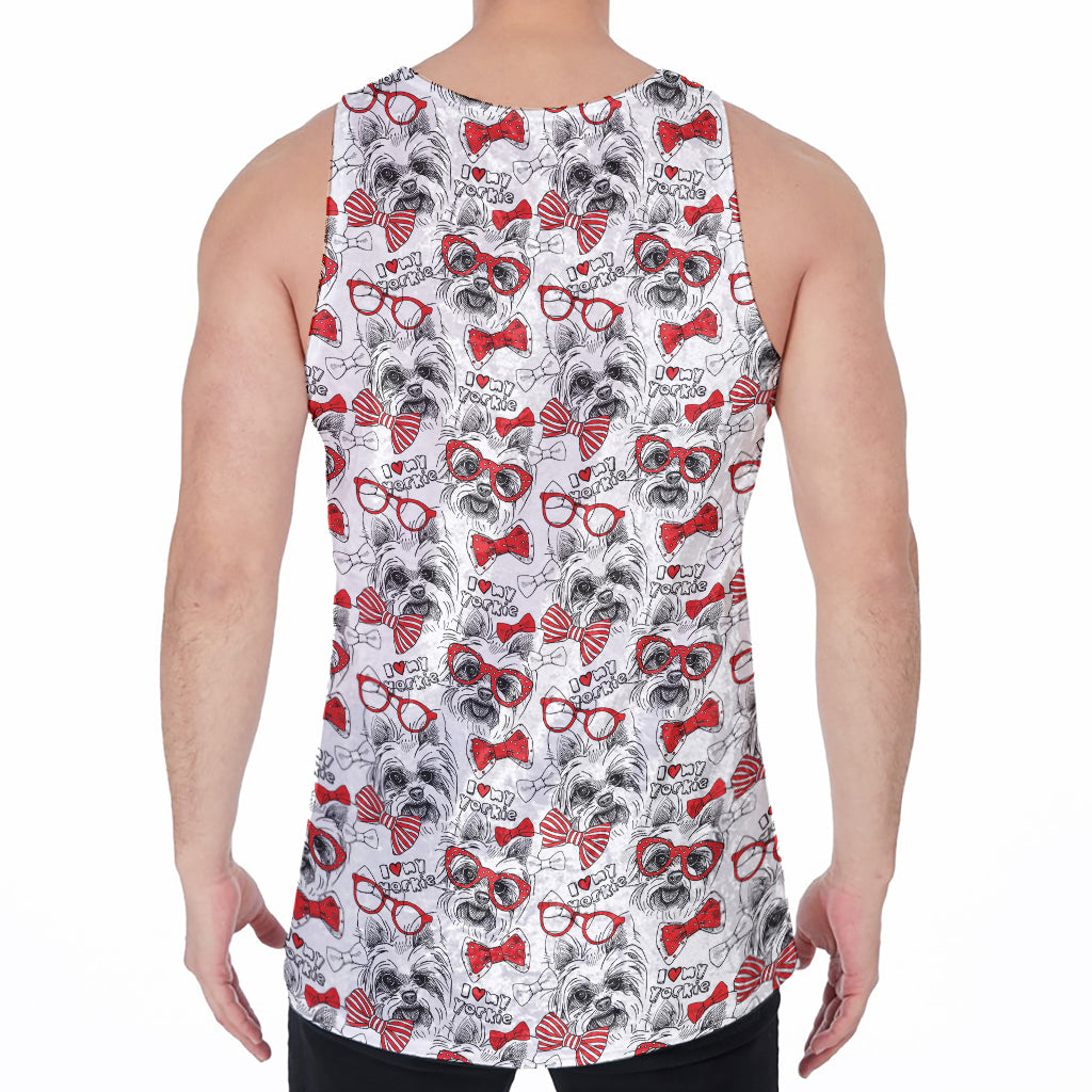 Lovely Yorkshire Terrier Pattern Print Men's Velvet Tank Top
