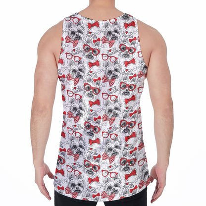 Lovely Yorkshire Terrier Pattern Print Men's Velvet Tank Top